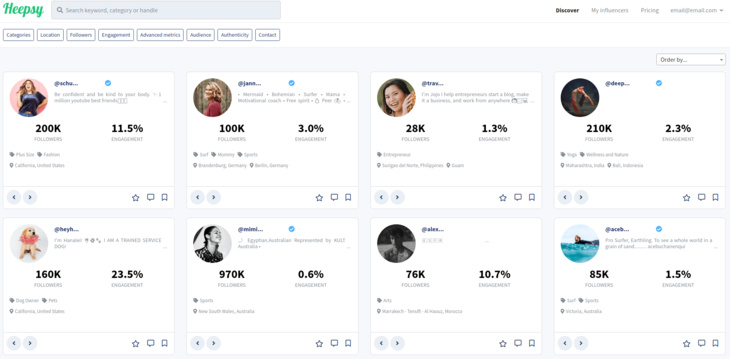 Influencer Marketing search tool