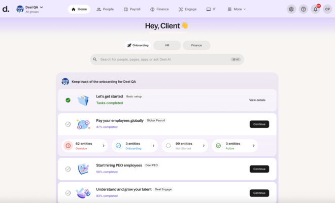 Deel onboarding dashboard