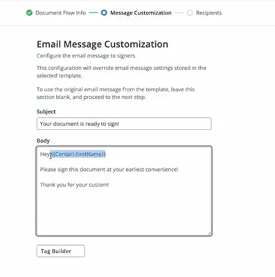 email customization for signing