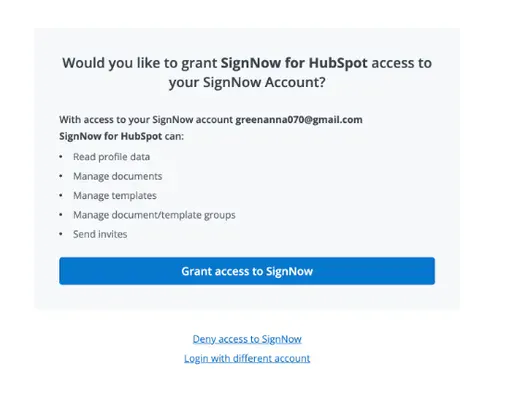 grant acces to signnow
