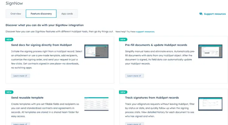 signnow api integration feature discovery