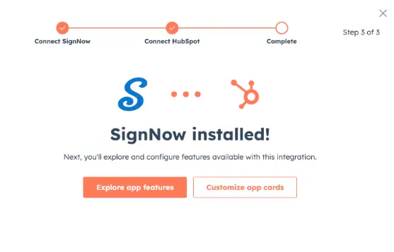 signnow installled confirmation