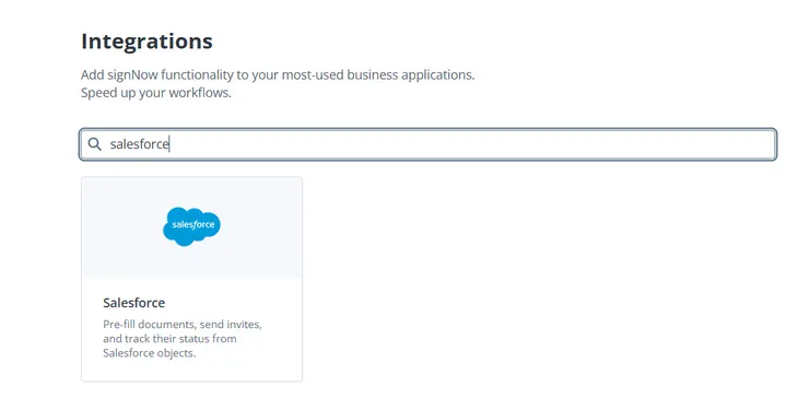 signnow salesforce integration inside signnow dashabord