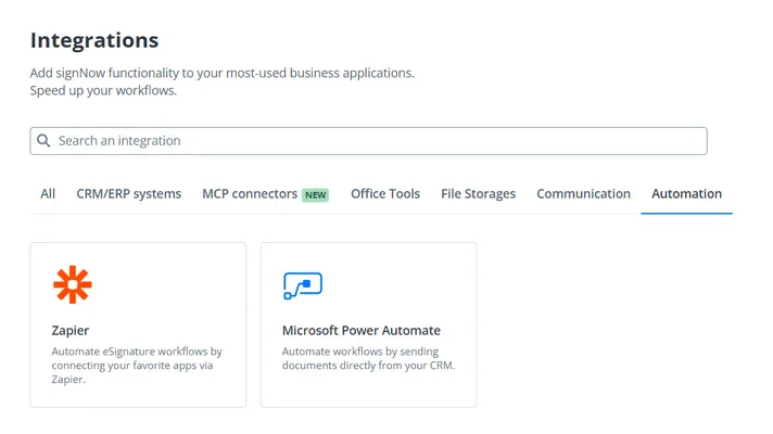 zapier signnow integration inside signnow dashboard
